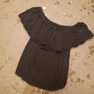 American Eagle XS Soft & Sexy Ruffle Top Gray